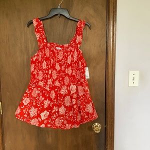 Sonoma top smocked bust ruffle sleeve floral print boho casual 4X